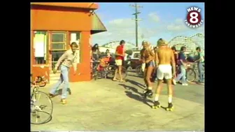 Mission Beach roller skaters on boardwalk 1979