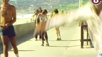 Mission Beach roller skaters on boardwalk 1979