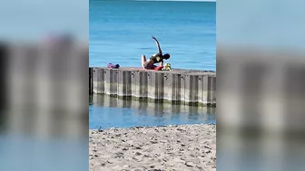 Beautiful Yoga Balancing Workout Stretching on Mallorca Beach #gymnast girl #yogagirl #beach