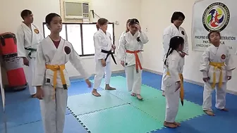 Friday karate exercise stretching with our students