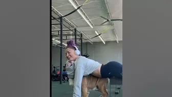 Adorable Bulldog Helps Owner Workout At Gym