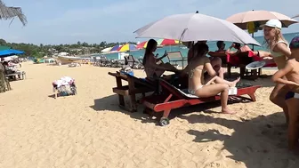 El Portus, Spain 2023. Beach walk along crowded beach