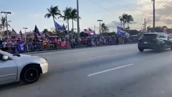 Donald Trump supporters line streets of West Palm Beach to show support on Tuesday