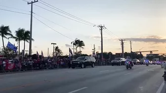 Donald Trump supporters line streets of West Palm Beach to show support on Tuesday