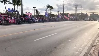 Donald Trump supporters line streets of West Palm Beach to show support on Tuesday