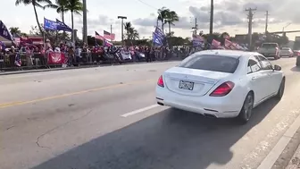 Donald Trump supporters line streets of West Palm Beach to show support on Tuesday