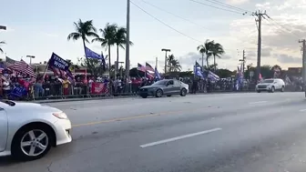 Donald Trump supporters line streets of West Palm Beach to show support on Tuesday