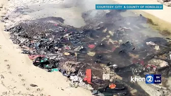 Kahala Beach littered with trash after heavy rainstorm