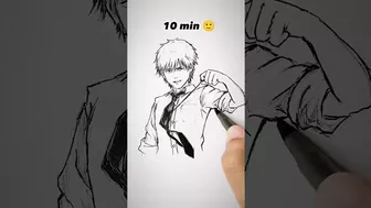 How to Draw Denji | ChainsawMan in 10sec, 10mins, 10hrs ???? #shorts #anime #drawing