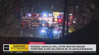 Tractor-trailer overturns, spilling chemicals into nearby stream in Lincoln Borough