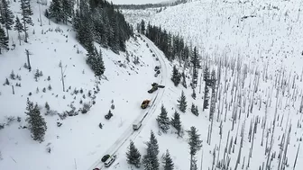 Mid-April snow makes for slick mountain travel; spin-outs, jackknifed semi close Hwys