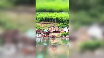 Hallstatt Austria Wooden Houses in the Lake #hallstatt #vlog #foryou #travel #adventure #austria