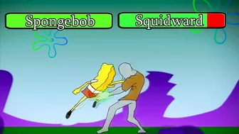 Spongebob Anime - Spongebob VS Squidward with Healthbars