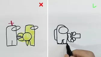 Cool DOs vs DON'Ts "Among us ​Crewmate hate needles" Drawing Compilation in 1 minutes Challenge!