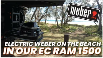 Electric Weber BBQ on the Beach running off Lithium Power