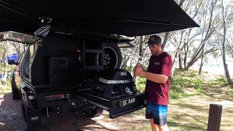 Electric Weber BBQ on the Beach running off Lithium Power