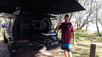 Electric Weber BBQ on the Beach running off Lithium Power