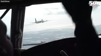 Moment Russian fighter jets 'intercept enemy aircraft' in chilling war games