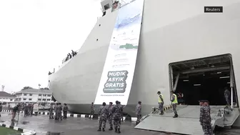 Need a ride? Indonesians travel home for Eid on warship