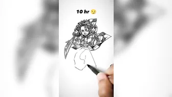 How to Draw Tanjiro in 10sec, 10mins, 10hrs ???? #shorts #anime #drawing