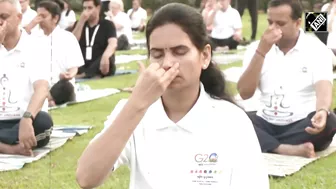 G20 delegates take part in yoga session during ‘2nd G20 Health Working Group meeting’ in Goa