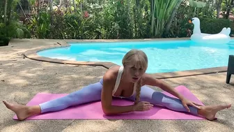 Pretty blonde girl stretching and relaxation