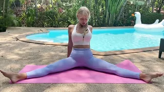 Pretty blonde girl stretching and relaxation