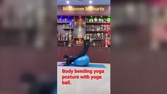 (Ball Yoga) Body bending yoga posture with yoga ball.