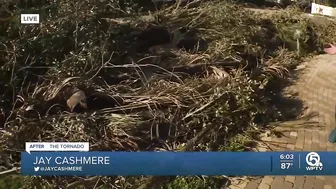 Aftermath of EF2 tornado's damaging winds in North Palm Beach