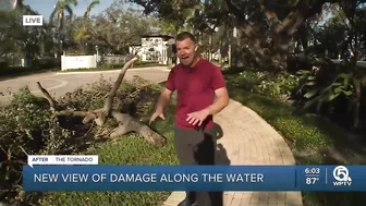 Aftermath of EF2 tornado's damaging winds in North Palm Beach