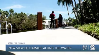 Aftermath of EF2 tornado's damaging winds in North Palm Beach