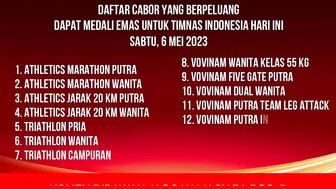 INDONESIA TAMBAH 15 EMAS HARI INI - KLASEMEN PEROLEHAN MEDALI SEA GAMES 2023 HARI INI