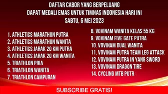 INDONESIA TAMBAH 15 EMAS HARI INI - KLASEMEN PEROLEHAN MEDALI SEA GAMES 2023 HARI INI