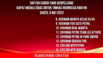 INDONESIA TAMBAH 15 EMAS HARI INI - KLASEMEN PEROLEHAN MEDALI SEA GAMES 2023 HARI INI