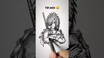 How to Draw Madara in 10sec, 10mins, 10hrs???? #shorts #anime #drawing