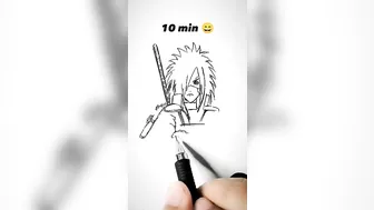 How to Draw Madara in 10sec, 10mins, 10hrs???? #shorts #anime #drawing