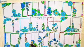 30 BLUE ???? BORDER DESIGNS | Border Designs Compilation | 30 Border Designs for project | 30 borders