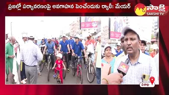 Huge Cycle Rally at Vizag RK Beach | GVMC Mayor Hari Venkata Kumari F2F @SakshiTV