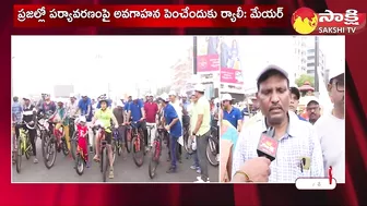 Huge Cycle Rally at Vizag RK Beach | GVMC Mayor Hari Venkata Kumari F2F @SakshiTV