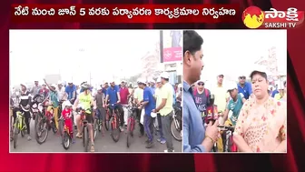 Huge Cycle Rally at Vizag RK Beach | GVMC Mayor Hari Venkata Kumari F2F @SakshiTV