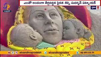 Mother's Day Sand Art by Sudarsan Pattnaik at Puri Beach