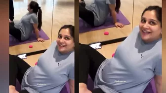 9 Months heavily Pregnant Dipika Kakar doing yoga with husband Shoaib Ibrahim