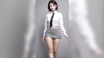 4K AI-ART (LOOKBOOK, COSPLAY) 룩북 (shirts+miniskirt+tie) ???? lingerie, underwear, lingerie haul ????