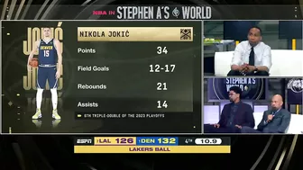 Stephen A. reacts to Nikola Jokic's STUFFED stat line from Game 1 vs. Lakers | NBA in Stephen A.'s W