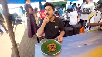 Chennai Anna Selling Tawa Masala Fry Prawns In Marina Beach Rs. 150/- Only l Tamil Nadu Street Food