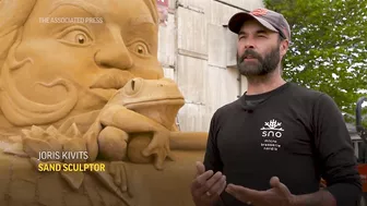 Fairy tale sand sculptures emerge from Danish beach