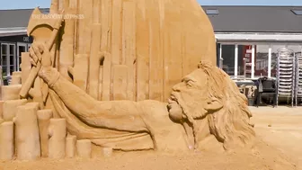 Fairy tale sand sculptures emerge from Danish beach