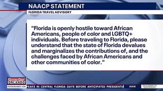 NAACP issues travel advisory for Florida, calling the state unsafe for minorities