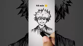 How to Draw Bakugo in 10sec, 10mins, 10hrs ???? #shorts #anime #drawing