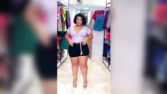 Latest curvy women shorts haul,Plus size model fashion trend